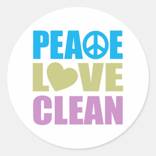 Sticker Rond Peace Love Clean (Devant)
