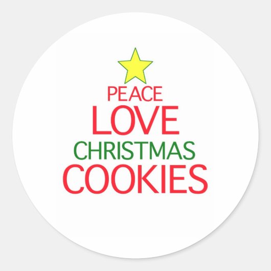 Sticker Rond Peace Love Cookies de Noël (Devant)