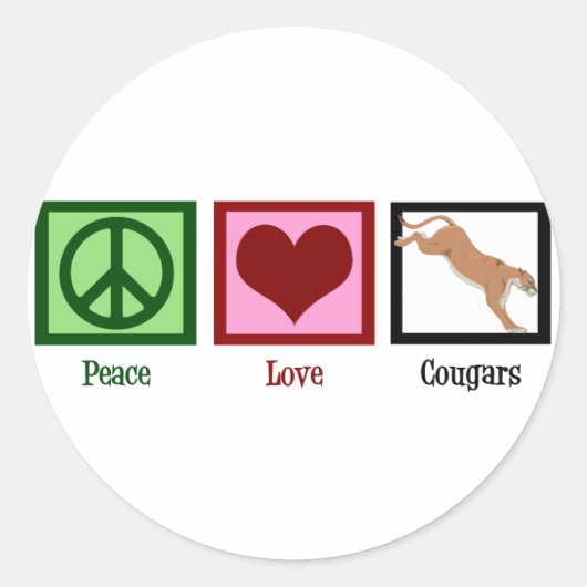 Sticker Rond Peace Love Cougars (Devant)