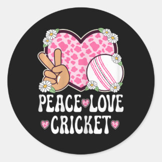 Sticker Rond Peace Love Cricket Lover Cow Print Women Girls Cut