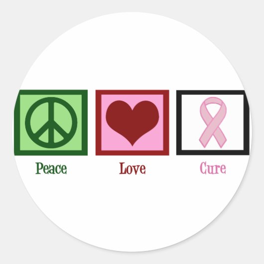 Sticker Rond Peace Love Cure Cancer du sein (Devant)