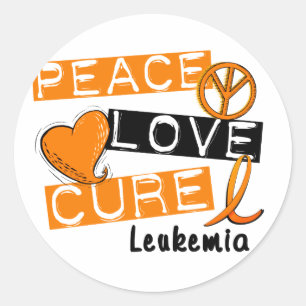 Sticker Rond Peace Love Cure Leukemia