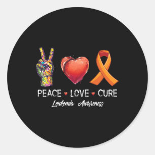 Sticker Rond Peace Love Cure Leukemia Sensibilisation Hommes Fe