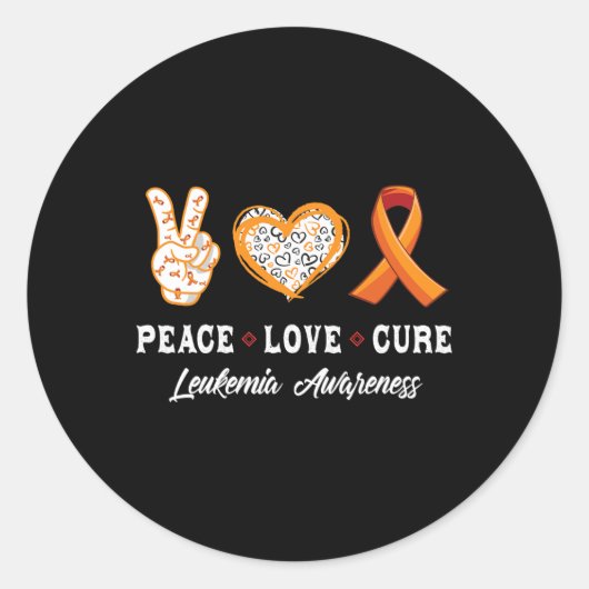Sticker Rond Peace Love cure Leukemia sensibilisation hommes fe (Devant)
