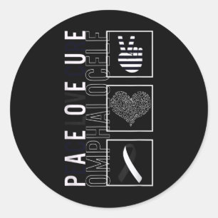 Sticker Rond Peace Love Cure Omphalocele Sensibilisation Ruban