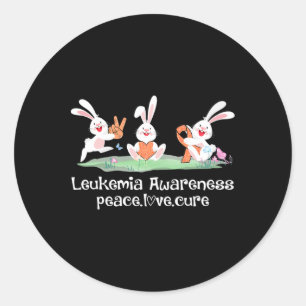 Sticker Rond Peace Love Cure Orange Ribbon Leukemia Sensibilisa