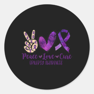 Sticker Rond Peace love Cure Overdose Awareness Ruban