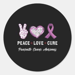 Sticker Rond Peace Love cure Pancreatic cancer aware