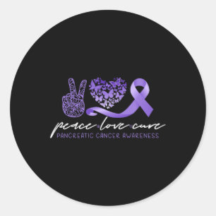 Sticker Rond Peace Love Cure Pancréatic Cancer Awareness 1