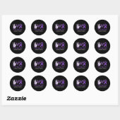 Sticker Rond Peace Love Cure Purple Ruban Maladie d'Alzheimer A (Feuille)