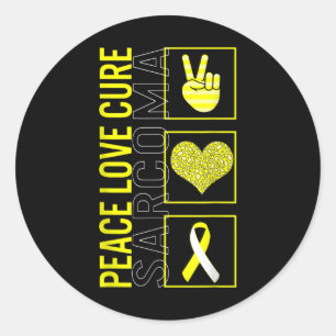 Sticker Rond Peace Love Cure Sarcoma Bone Cancer Sensibilisatio