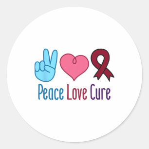 Sticker Rond Peace Love Cure Sickle Cell Anemia Sensibilisation