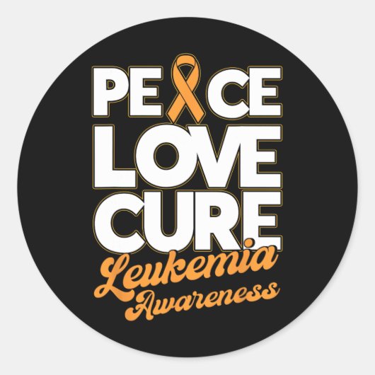 Sticker Rond Peace Love Cure Support Leukemia Sensibilisation R (Devant)