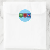 Sticker Rond Peace Love Democrat Donkey Cute Blue (Sac)