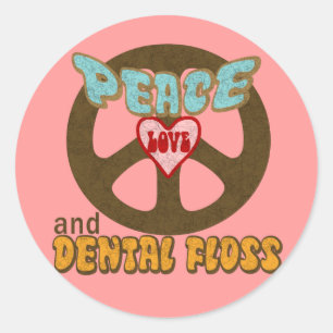 Sticker Rond Peace Love dentaire