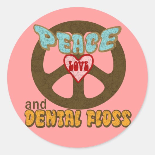 Sticker Rond Peace Love dentaire (Devant)