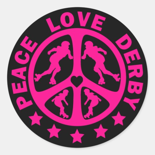 Sticker Rond Peace Love Derby (Devant)