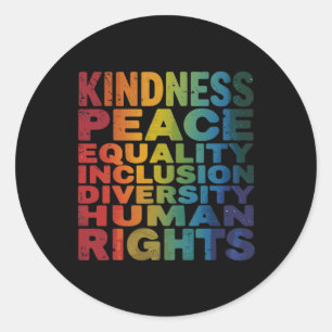 Sticker Rond Peace Love Diversité Inclusion Égalité Black Hist