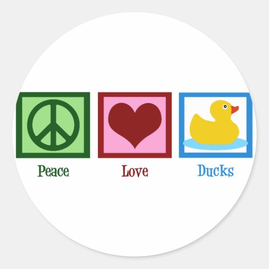 Sticker Rond Peace Love Ducks (Devant)