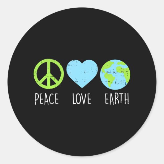 Sticker Rond Peace Love Earth Cool Hippie Hippie Hippie (Devant)