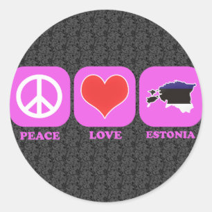 Sticker Rond Peace Love Estonie