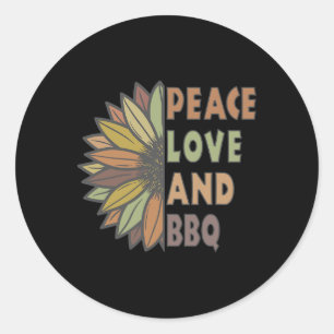 Sticker Rond Peace Love Et Bbq