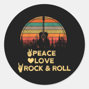 Sticker Rond Peace Love et Rock N Roll