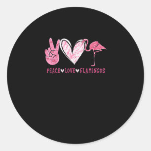 Sticker Rond Peace Love Flamingo Flamingo Lover
