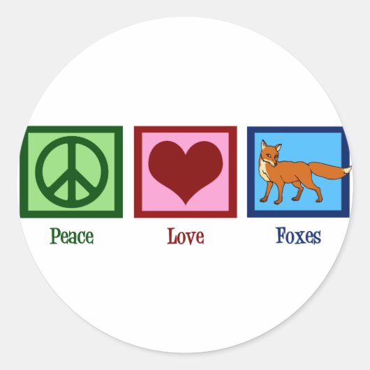 Sticker Rond Peace Love Foxes (Devant)
