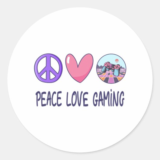 Sticker Rond Peace Love Gaming (Devant)