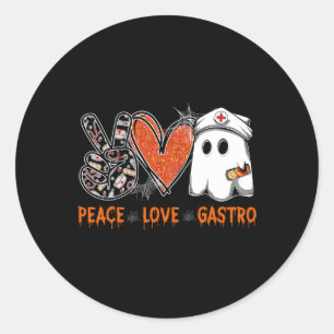 Sticker Rond Peace Love Gastro Ghost Infirmière Gastroentérolog