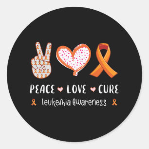 Sticker Rond Peace Love guérison leucémie sensibilisation homme