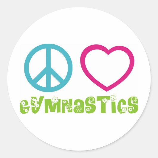 Sticker Rond Peace Love Gymnastique (Devant)