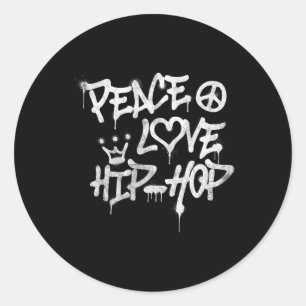 Sticker Rond Peace Love Hip hop Dancing 1