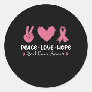 Sticker Rond Peace Love Hope Cancer du sein Sensibilisation Sur
