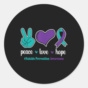 Sticker Rond Peace Love Hope - Prévention du suicide