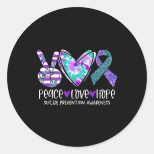 Sticker Rond Peace Love Hope Prévention du suicide Cravate D