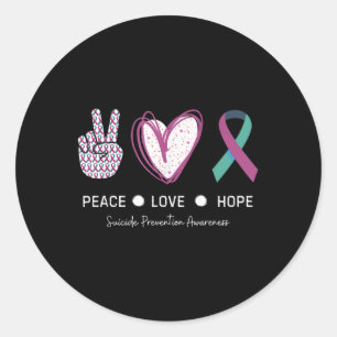 Sticker Rond Peace Love Hope Suicide Prevention 2024