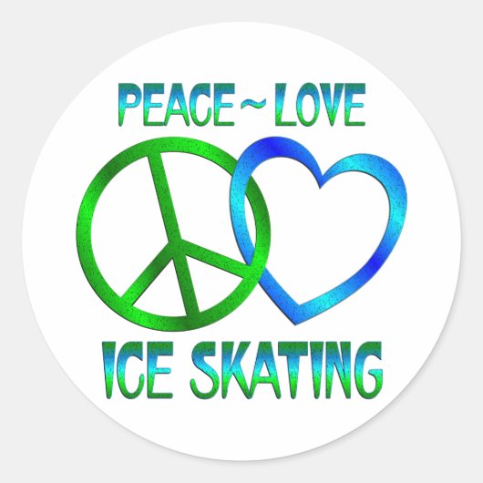 Sticker Rond Peace Love ICE SKATING (Devant)