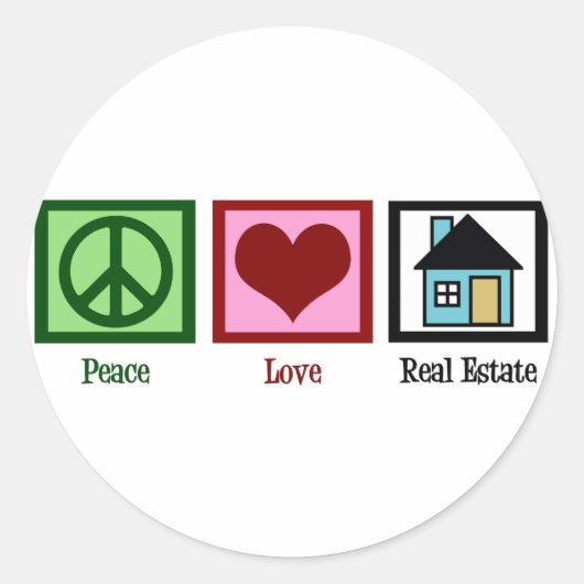 Sticker Rond Peace Love Immobilier (Devant)