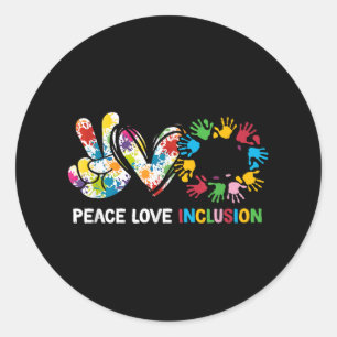 Sticker Rond Peace Love Inclusion Sped Squad Enseignant de la f