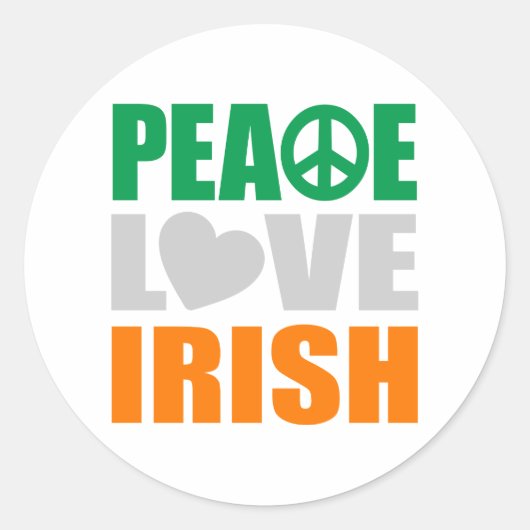 Sticker Rond Peace Love Irish (Devant)