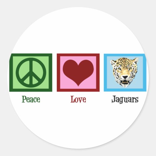 Sticker Rond Peace Love Jaguars (Devant)
