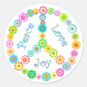 Sticker Rond Peace Love Joy