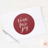 Sticker Rond Peace Love Joy Noël Holiday Red (Enveloppe)