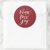 Sticker Rond Peace Love Joy Noël Holiday Red (Sac)