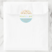 Sticker Rond Peace Love Joy Pois en bleu (Sac)