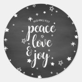 Sticker Rond Peace Love Joy Star Noël Holiday (Devant)