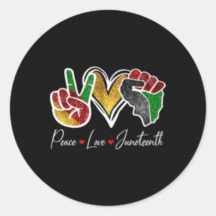 Sticker Rond Peace Love Junetten Black Pride Freedom 4th Of J