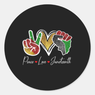 Sticker Rond Peace Love Junetten Black Pride Freedom 4th Of J